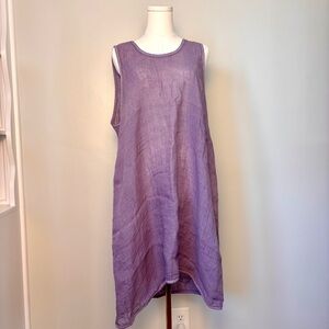 Cynthia Ashby Linen Midi Dress Langenlook Boho Oversized Slouchy LAVENDER Dress